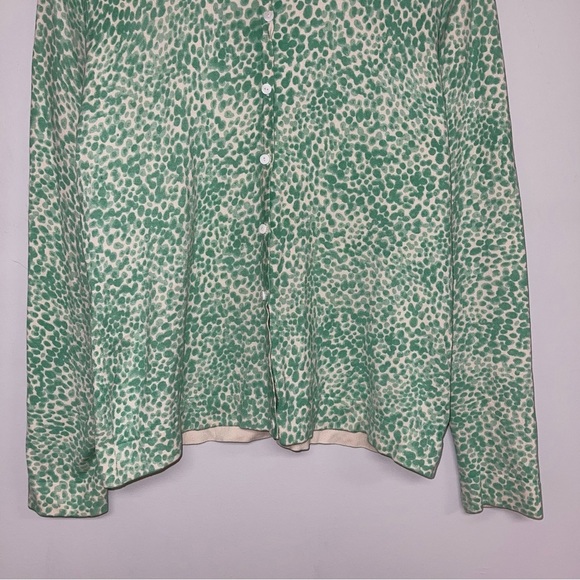 Charter Club Vintage Silk Cardigan Sweater Women’s Size Medium Ivory Green Spots - Picture 4 of 8